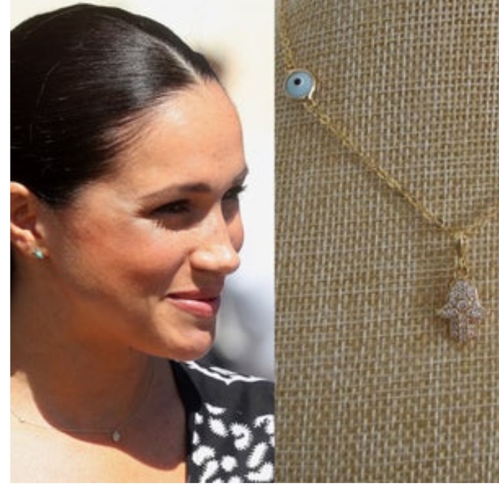 Meghan Markle  Evil Eye Hamsa Hand Charm Necklace